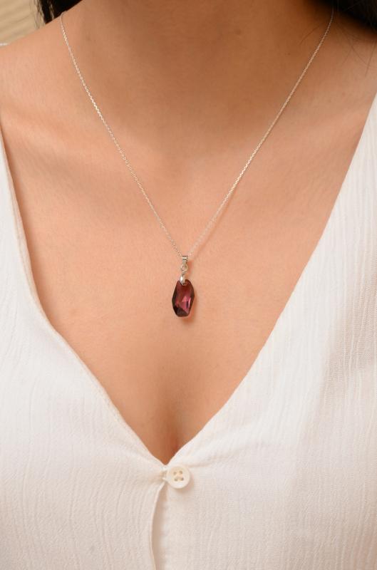 Swarovski® 6673 Meteor Antique Pink 925 Ayar Gümüş Kolye