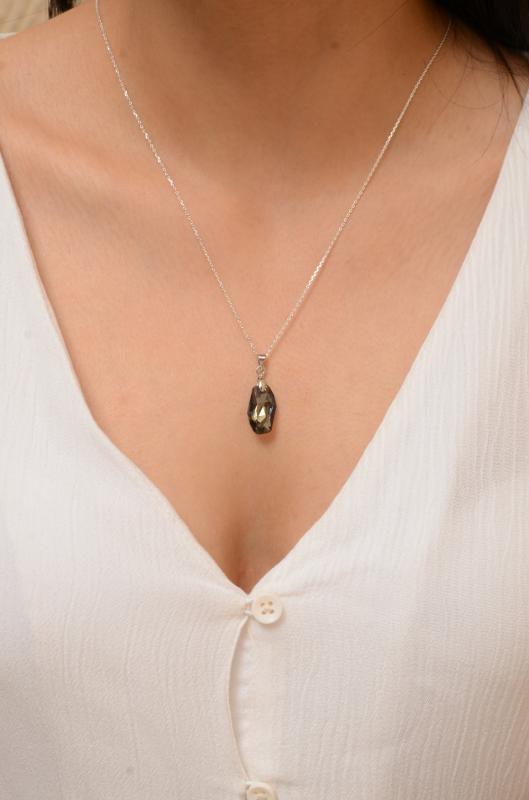 Swarovski® 6673 Meteor Bronze Shade 925 Ayar Gümüş Kolye