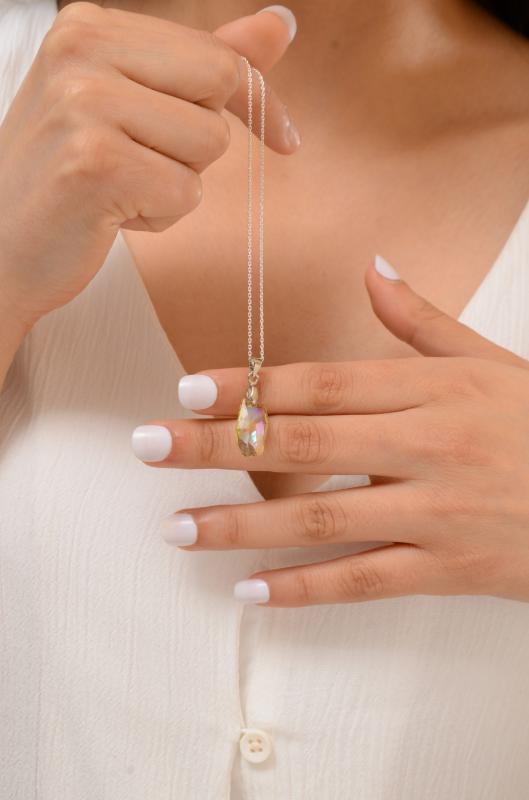 Swarovski® 6673 Meteor Luminous Green 925 Ayar Gümüş Kolye