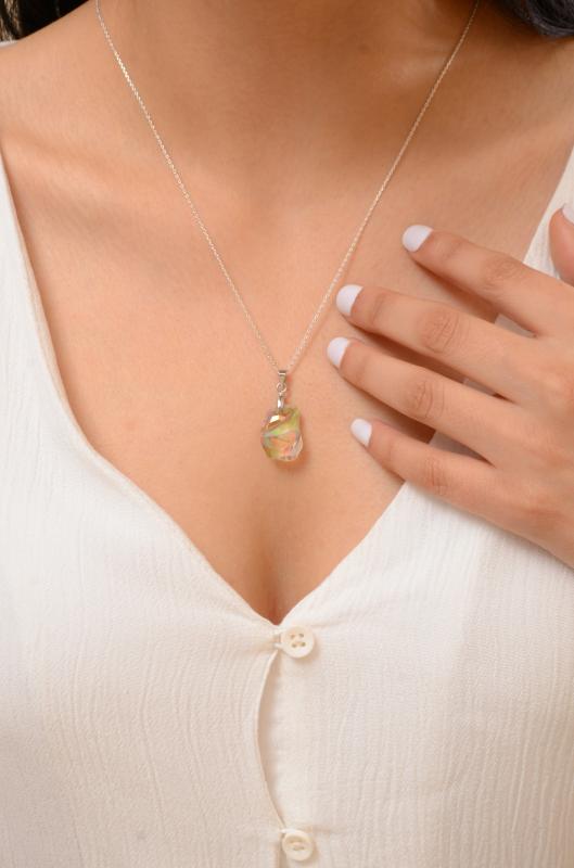 Swarovski® 6191 Divine Luminous Green 925 Ayar Gümüş Kolye
