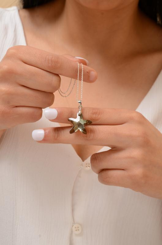 Swarovski® 6721 Starfish Bronz Shade 925 Ayar Gümüş Kolye