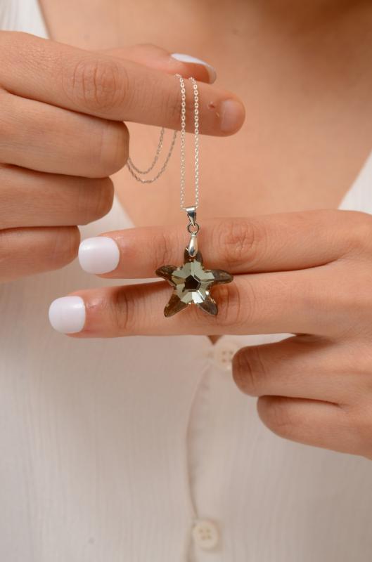 Swarovski® 6721 Starfish Bronz Shade 925 Ayar Gümüş Kolye