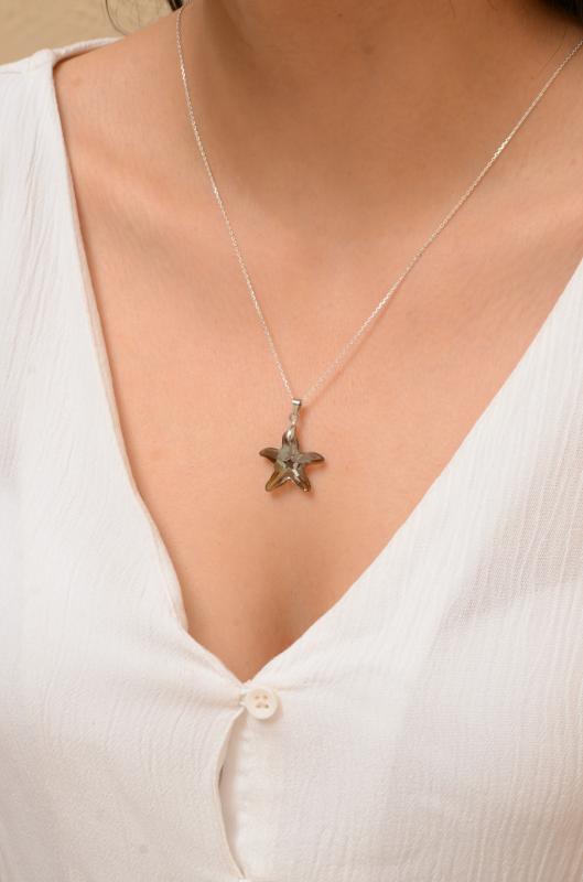 Swarovski® 6721 Starfish Bronz Shade 925 Ayar Gümüş Kolye