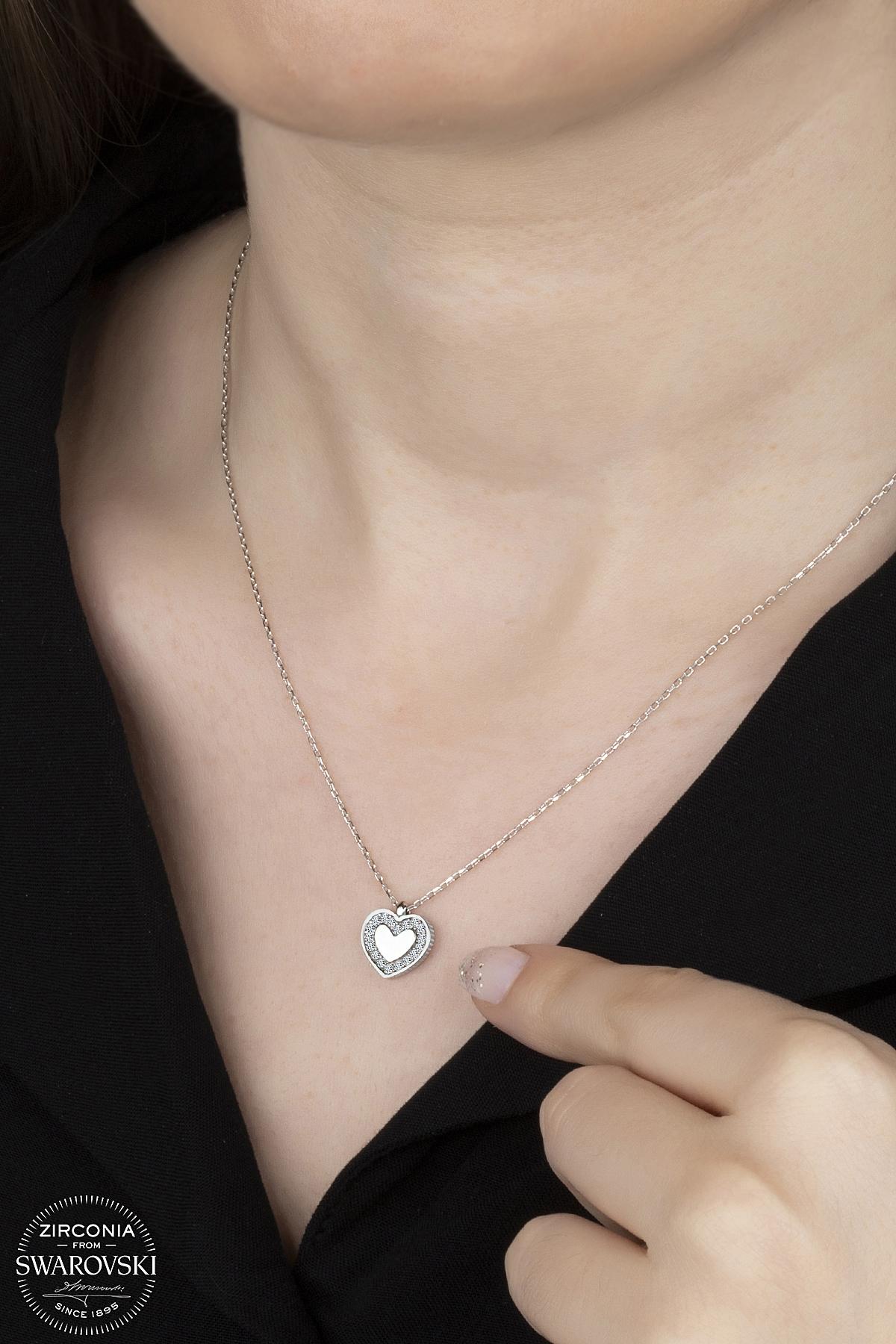 Kutaydan SWR Zirconia Kalpli Montür Kadın Gümüş Kolye