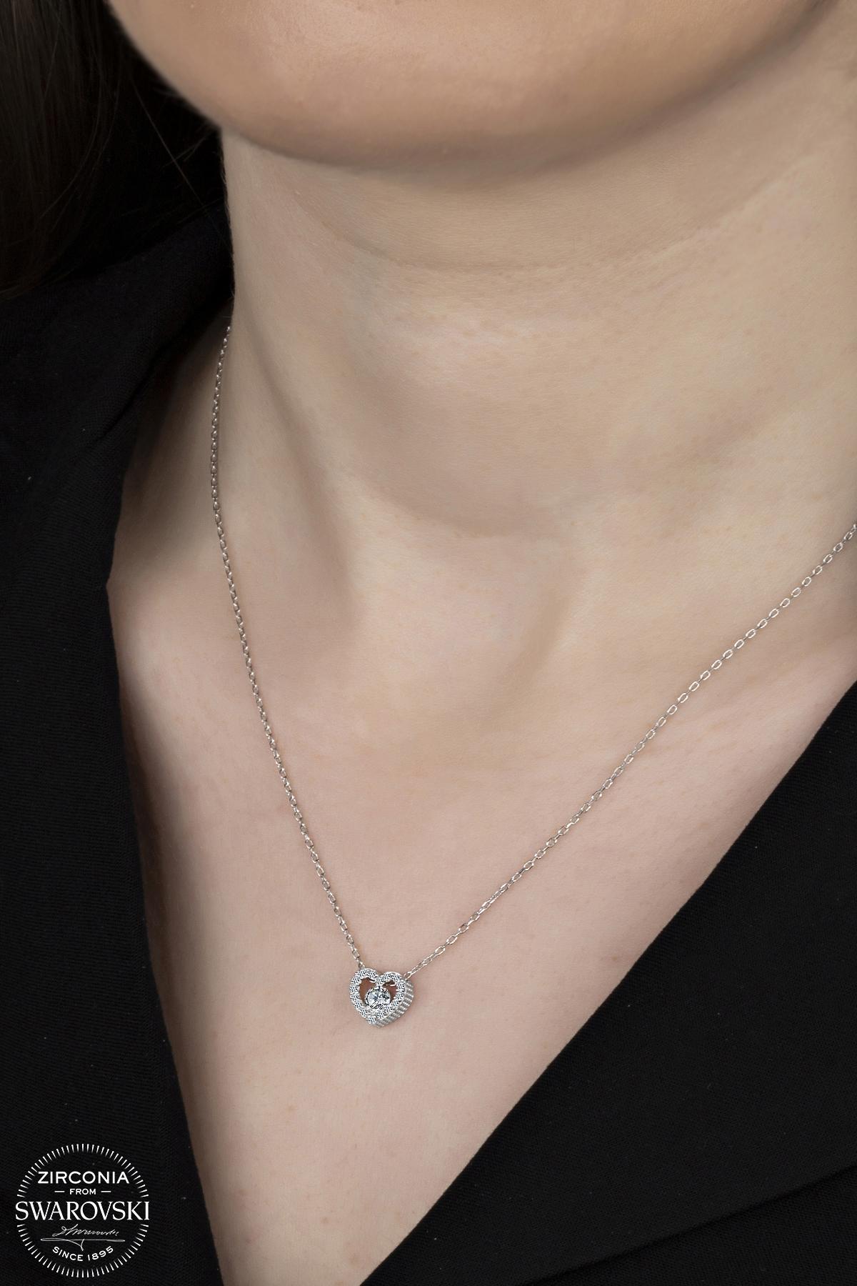 Kutaydan SWR Zirconia Kalpli Tek Taş Kadın Gümüş Kolye