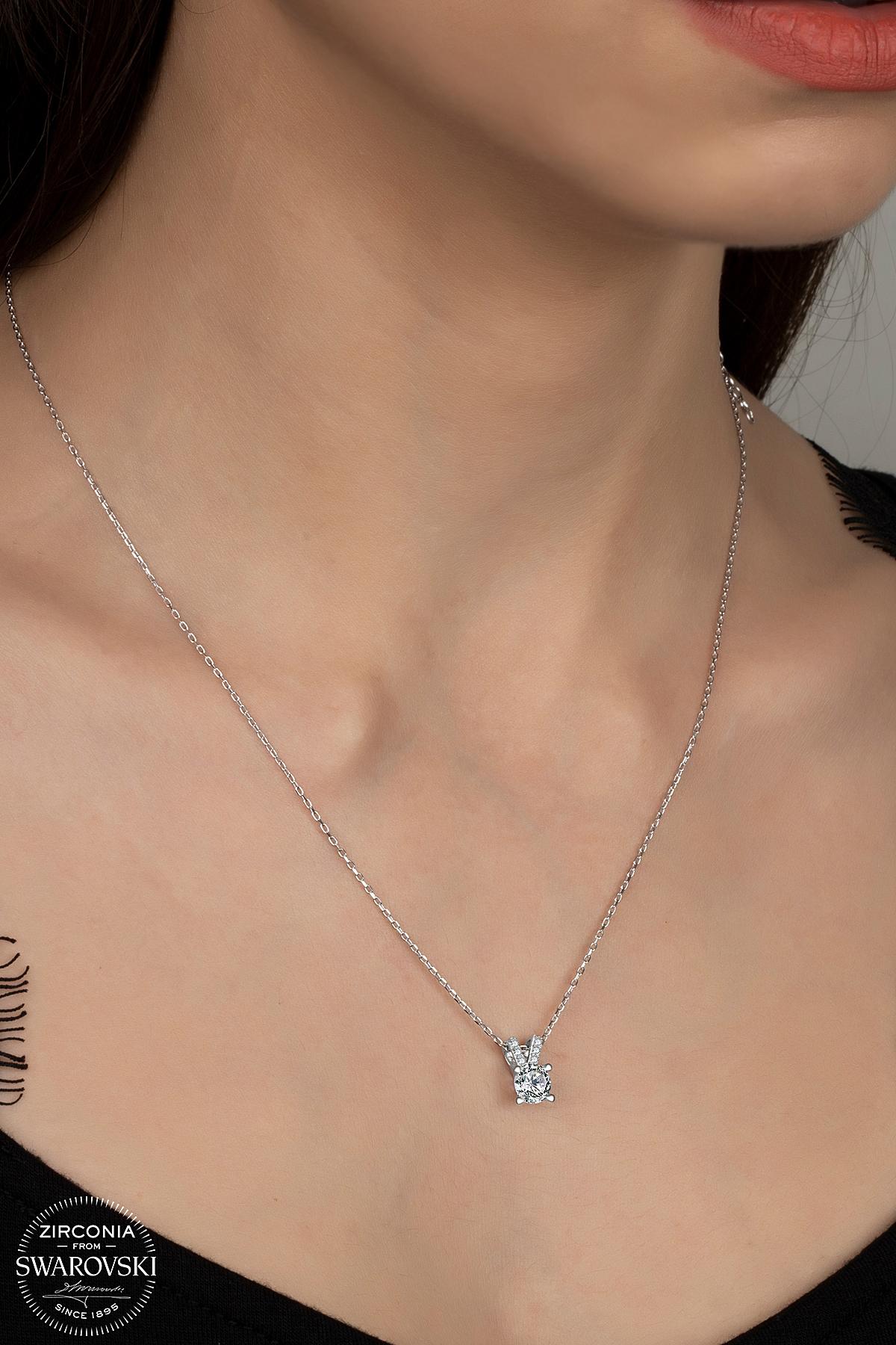 Kutaydan SWR Zirconia 0,87 CT Minimal Kadın Gümüş Kolye