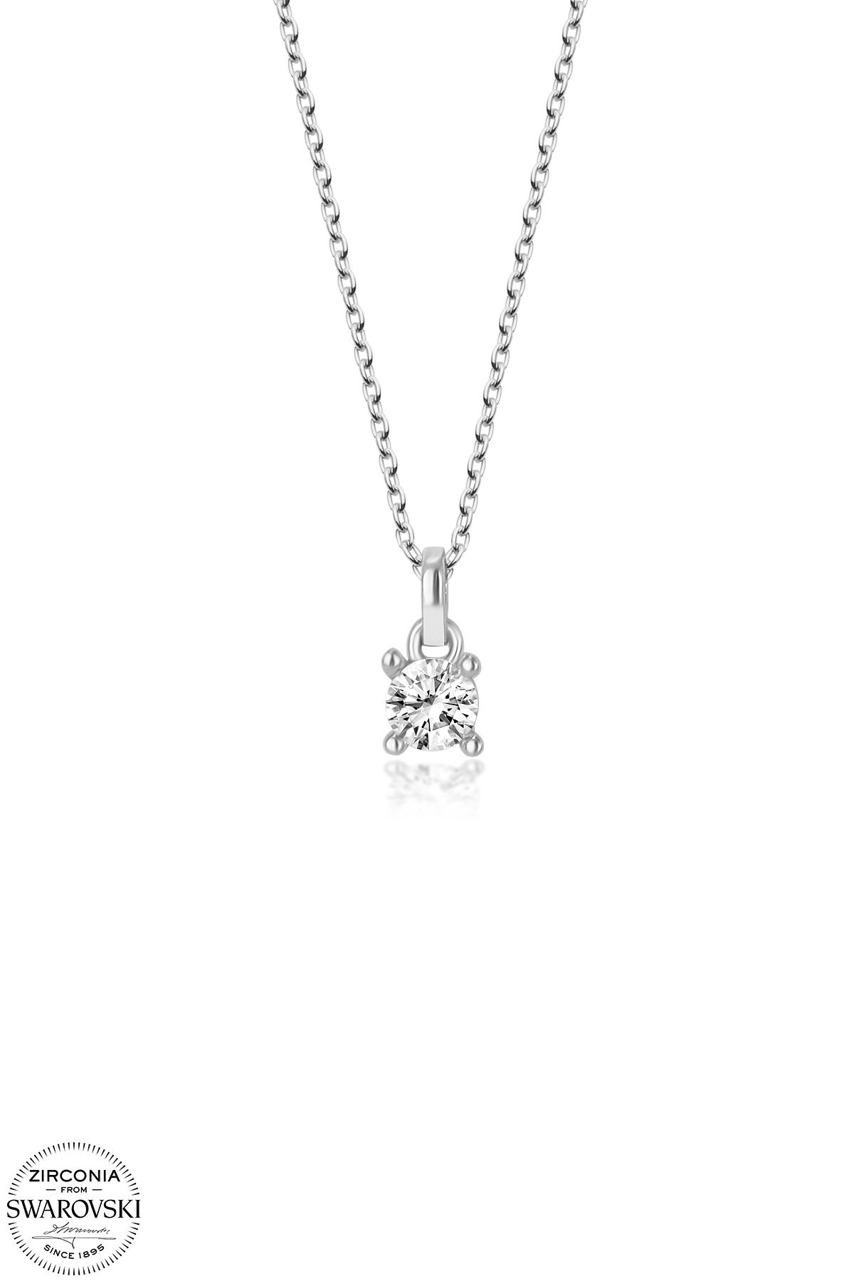 Kutaydan SWR Zirconia 0,28 CT Minimal Kadın Gümüş Kolye