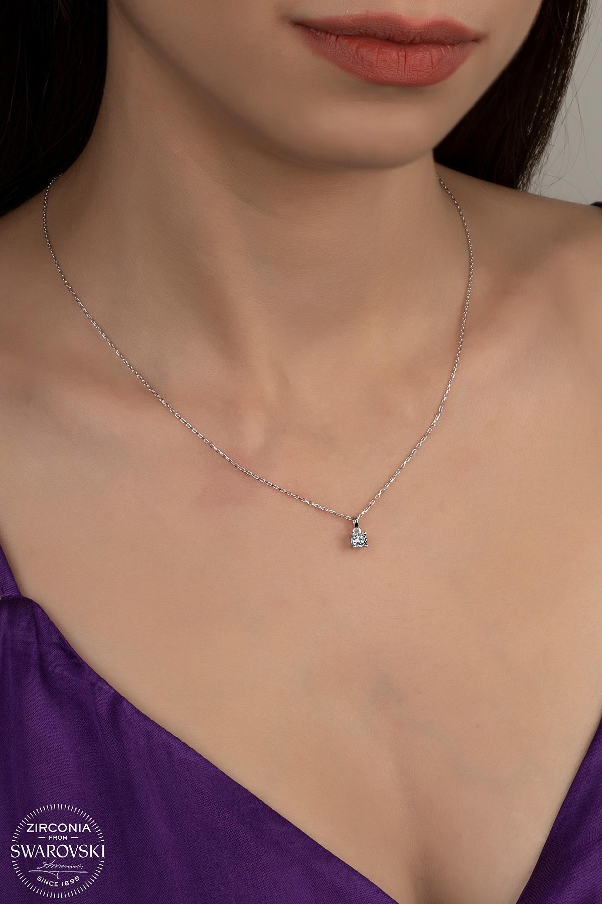 Kutaydan SWR Zirconia 0,28 CT Minimal Kadın Gümüş Kolye