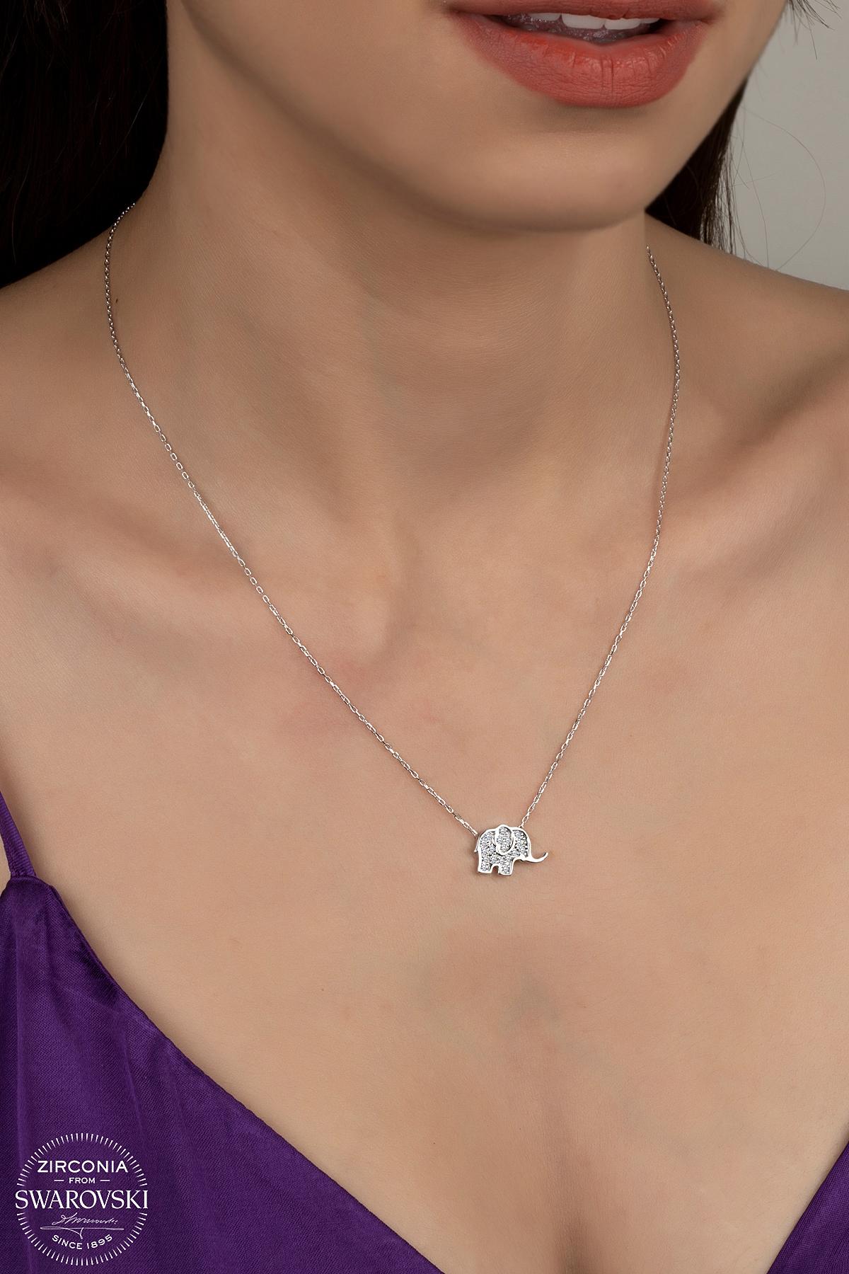 Kutaydan SWR Zirconia Fil Figürlü Kadın Gümüş Kolye
