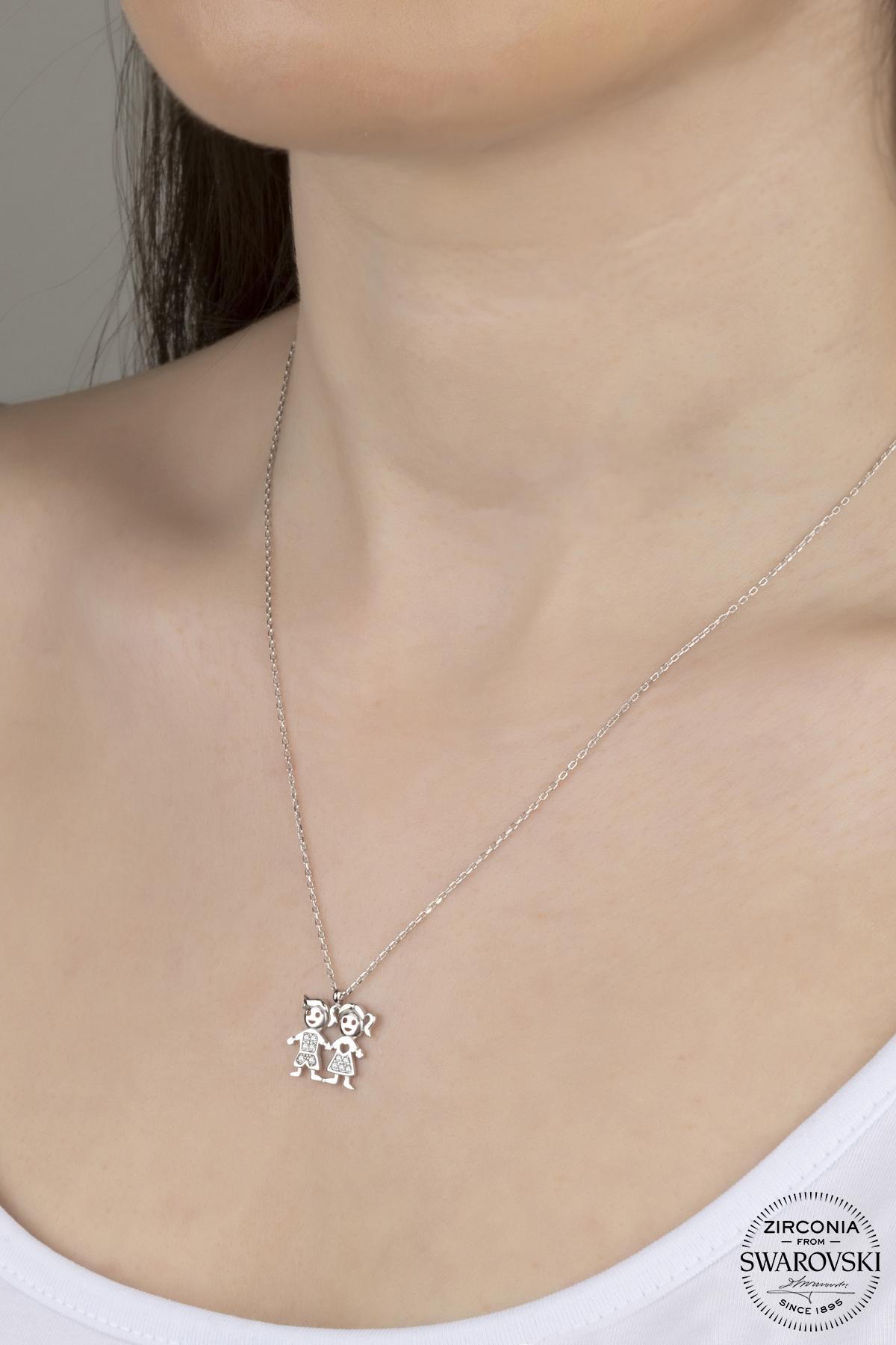 Kutaydan SWR Zirconia Kız ve Erkek Çocuk Kadın Gümüş Kolye