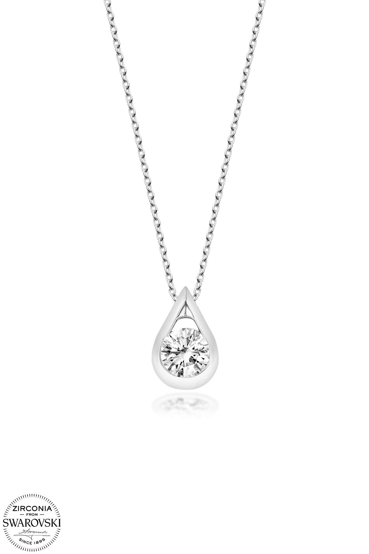 Kutaydan SWR Zirconia 0,84 CT Damla Kadın Gümüş Kolye