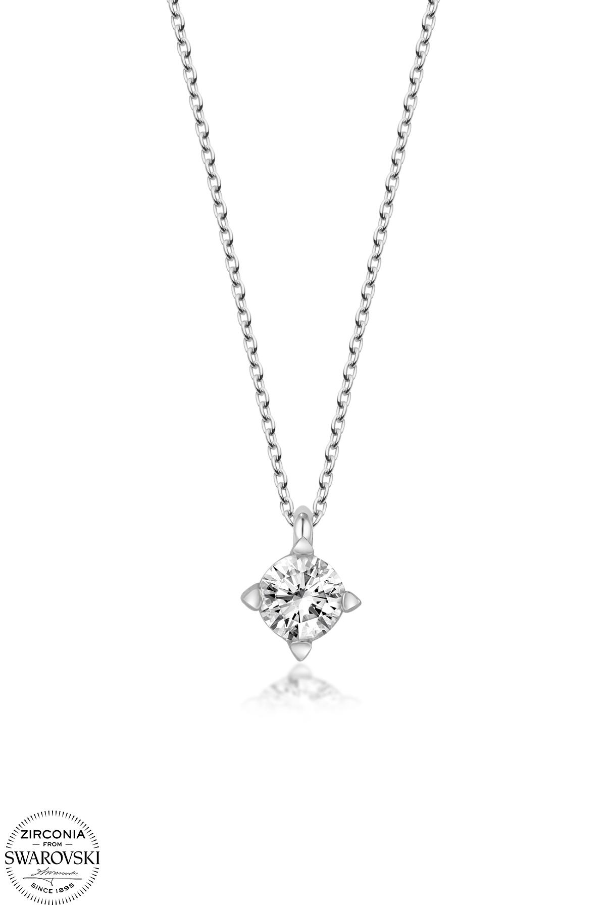 Kutaydan SWR Zirconia 0,66 CT Minimal Kadın Gümüş Kolye