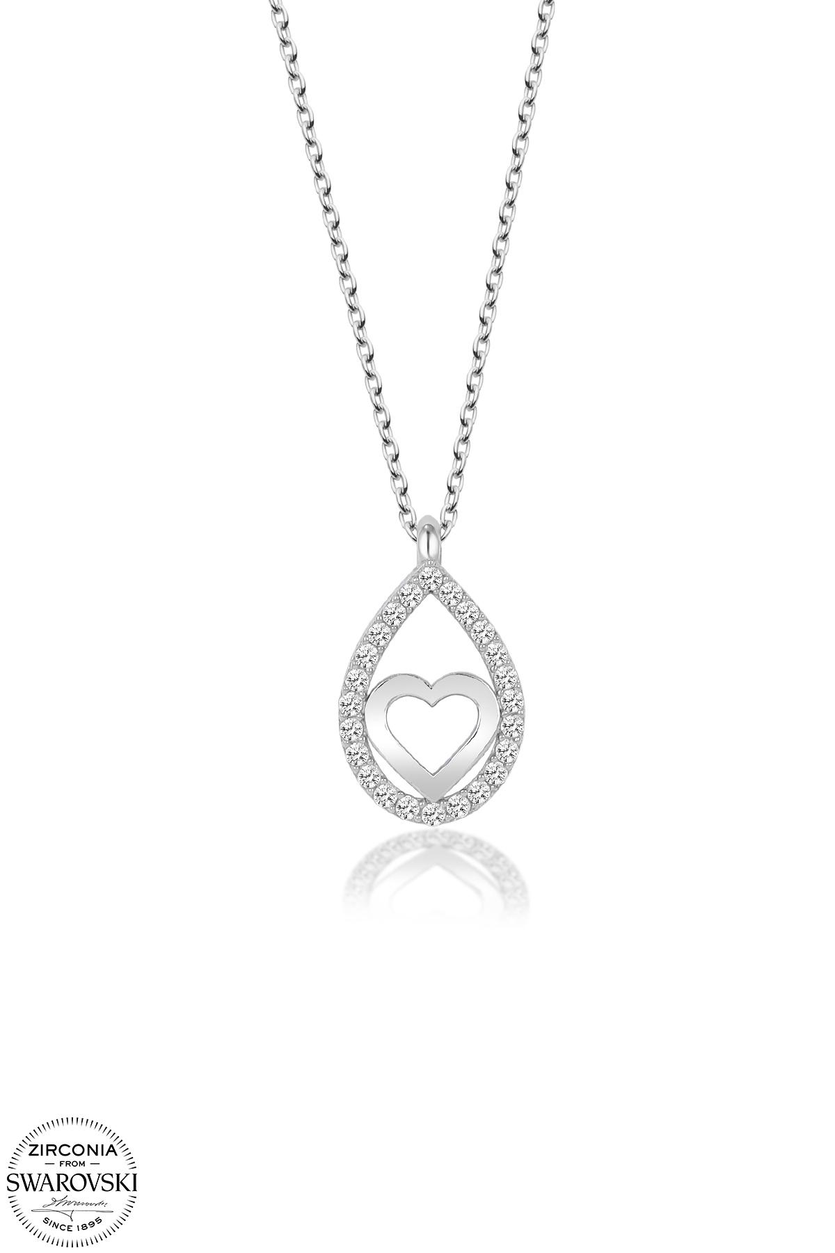 Kutaydan SWR Zirconia Kalpli Damla Kadın Gümüş Kolye